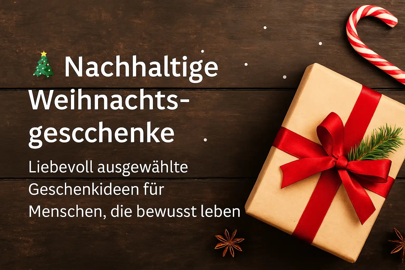 Goldene Geschenkschachtel mit roter Schleife und Grün, minimalistisches Design.